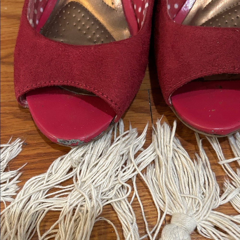 dexflex comfort Raspberry Peep-Toe Wedge Heels - Picture 5 of 8